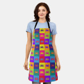 Trendy Pop Art Style Kleurrijke krabpatroon Schort (Gedragen)