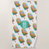 Trendy Popsicle Pattern met Monogram Strandlaken (Voorkant)