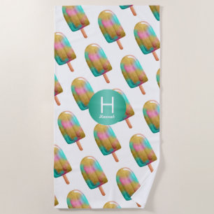 Trendy Popsicle Pattern met Monogram Strandlaken