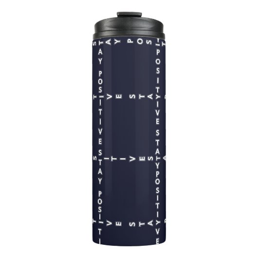 Trendy 'Positief' patroon, grid check. Thermosbeker (Voorkant)