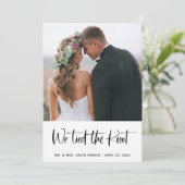 Trendy Post Wedding Announcement and Party | Foto Kaart (Staand voorkant)