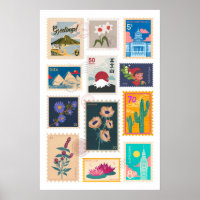 Trendy postzegels Collectie Poster
