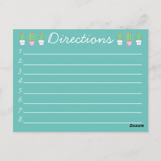 Trendy potcactus recept briefkaart (Achterkant)
