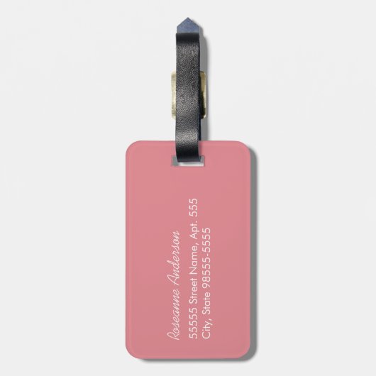 Trendy potlood roze Chevron zigzags met naam Bagagelabel (Achterkant verticaal)