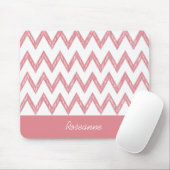 Trendy potlood roze Chevron zigzags met naam Muismat (Met muis)
