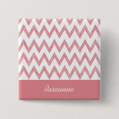 Trendy potlood roze Chevron zigzags met naam Vierkante Button 5,1 Cm (Voorkant)