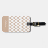 Trendy Potlood Tane Chevron Zigzaggen Met Naam Bagagelabel (Voorkant horizontaal)