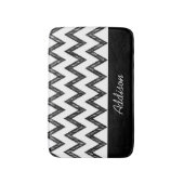 Trendy Potlood Zwart en Wit Chevron Met Naam Badmat (Voorkant Verticaal)