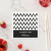 Trendy potlood zwart en wit Chevron met naam Servetten (Insitu)