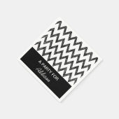 Trendy potlood zwart en wit Chevron met naam Servetten (Hoek)