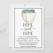 Trendy Potted Succulent Plant Housewarming Party Kaart (Voorkant)