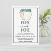 Trendy Potted Succulent Plant Housewarming Party Kaart (Staand voorkant)