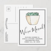 Trendy Potted Succulent Plant New Home Moving Aankondigingskaart (Voorkant / Achterkant)