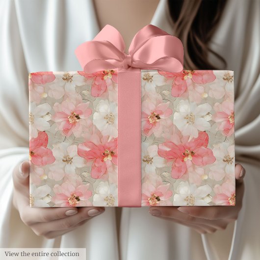 Trendy powder pink and gold 90th birthday wrap cadeaupapier