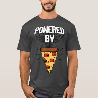 Trendy Powered by Pizza Pixel Food Humor 33555686 T-shirt
