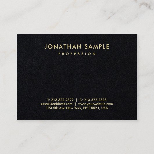 Trendy Premium Black Gold look Modern elegant Visitekaartje (Achterkant)