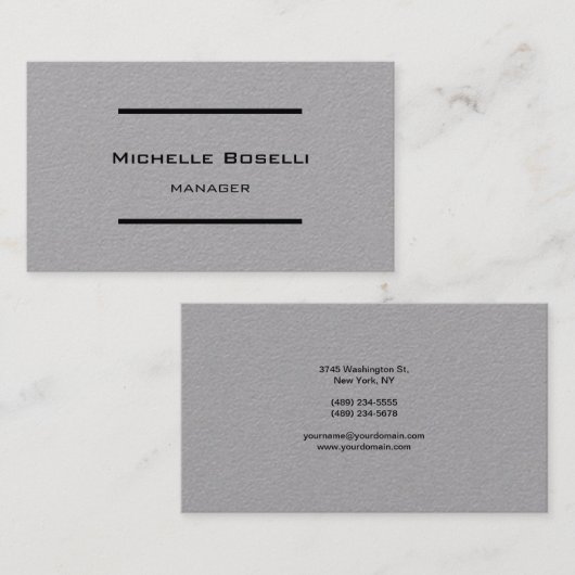 Trendy Premium Gray Modern Professional Plain Visitekaartje (Voorkant / Achterkant)