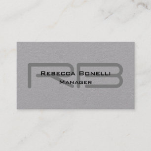 Trendy Premium Gray Monogram Minimalist Plain Visitekaartje