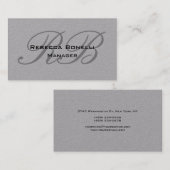 Trendy Premium Gray Monogram Minimalist Visitekaartje (Voorkant / Achterkant)