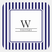 Trendy/Preppy Blue Stripes Monogram Laptop Sticker (Voorkant)