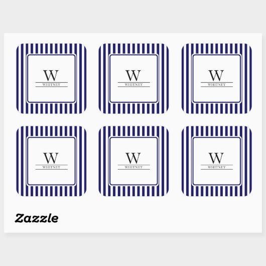 Trendy/Preppy Blue Stripes Monogram Laptop Sticker (Vel)