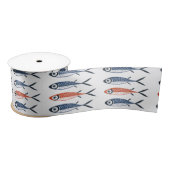 Trendy Preppy Mediterrane Sardine Vis Satijnen Lint (Spoel)