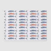 Trendy Preppy Mediterrane Sardine Vis Tissuepapier (Voorkant)