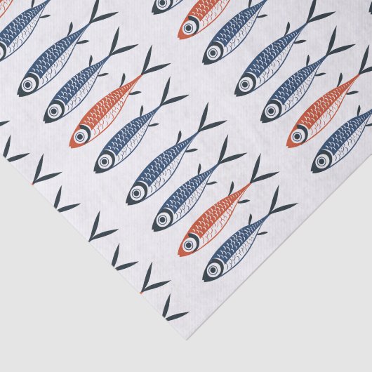 Trendy Preppy Mediterrane Sardine Vis Tissuepapier (Detail)