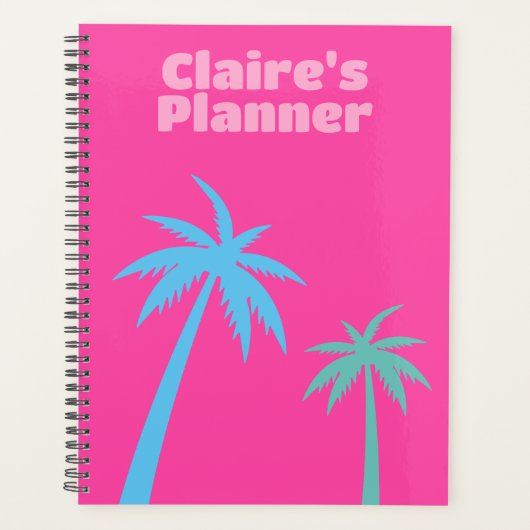 Trendy Preppy roze palmboom Planner (Voorkant)
