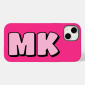 Trendy Preppy Roze Retro Monogram Case-Mate iPhone Case (Achterkant (horizontaal))