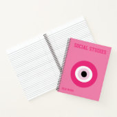 Trendy Preppy Roze School Onderwerp Notitieboek (Binnen)