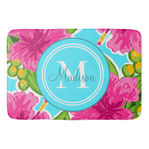 Trendy Preppy Stijl Hibiscus Monogram Naam Badmat