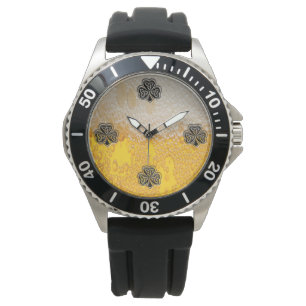 Trendy pret bier Iers geluk shamrock Horloge