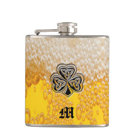 Trendy pret bier Iers geluk shamrock monogram Heupfles