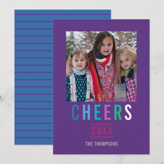 Trendy Prettige feestdagen de groetfoto van de Fam Kaart (Voorkant / Achterkant)