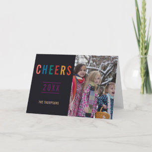 Trendy Prettige feestdagen familiefoto Kaart