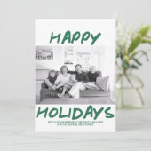 Trendy Prettige feestdagen fotokaart | Groen Feestdagenkaart (Staand voorkant)