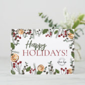 Trendy Prettige feestdagen kerstval je Logo Feestdagenkaart (Staand voorkant)