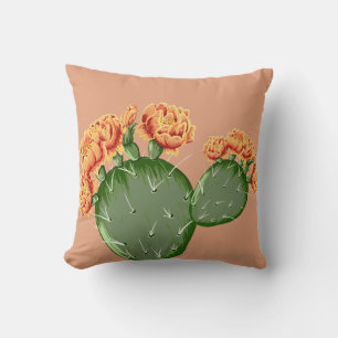Trendy Prickly Pear Cactus & Cactus Bloemen Kussen