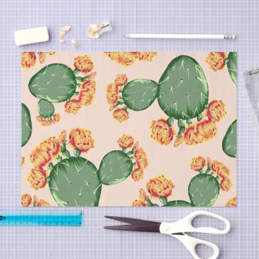 Trendy Prickly Pear Cactus & Cactus Blossom Tissuepapier (Craft)