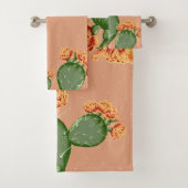 Trendy Prickly Pear Cactus & Flowers Bad Handdoek (Insitu)