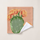Trendy Prickly Pear Cactus & Flowers Bad Handdoek (Wasdoekje)