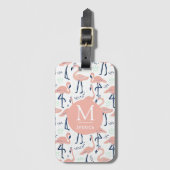 Trendy Princess Flamingo patroon Monogram Bagagelabel (Voorkant (verticaal))