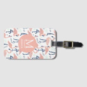 Trendy Princess Flamingo patroon Monogram Bagagelabel (Voorkant (horizontaal))