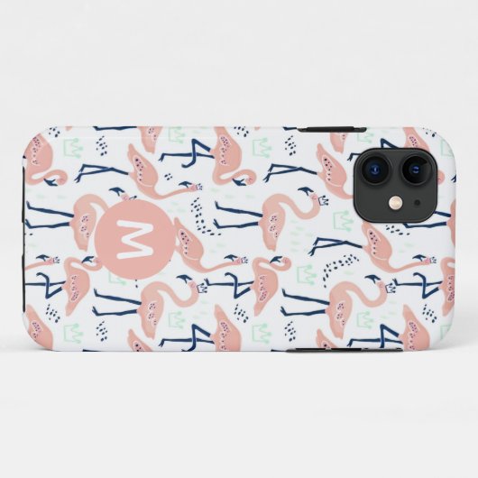 Trendy Princess Flamingo patroon Monogram Case-Mate iPhone Case (Achterkant (horizontaal))
