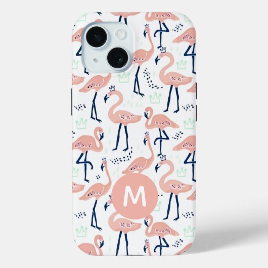Trendy Princess Flamingo patroon Monogram Case-Mate iPhone Case (Achterkant)