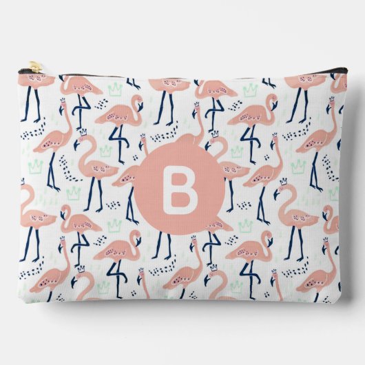 Trendy Princess Flamingo patroon Monogram Pink Etui (Voorkant)