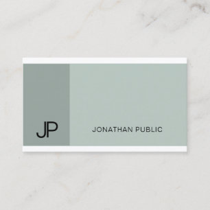 Trendy Professional Blue Green Modern Monogram Visitekaartje