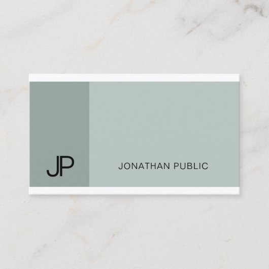 Trendy Professional Blue Green Modern Monogram Visitekaartje (Voorkant)