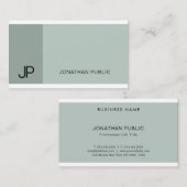 Trendy Professional Blue Green Modern Monogram Visitekaartje (Voorkant / Achterkant)